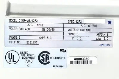 YASKAWA 676VG3 - MODEL:CIMR-VGU42P2 (BIN-1.1.3)