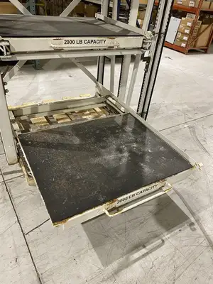 USED PROPER STORAGE SYSTEMS MANUAL ROLL OUT STORAGE DIE SHELVING