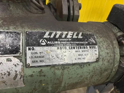 2,000 LBS X 12" LITTELL MODEL #20-12 DOUBLE END PULL OFF UNCOILER COIL REEL: STOCK #23716