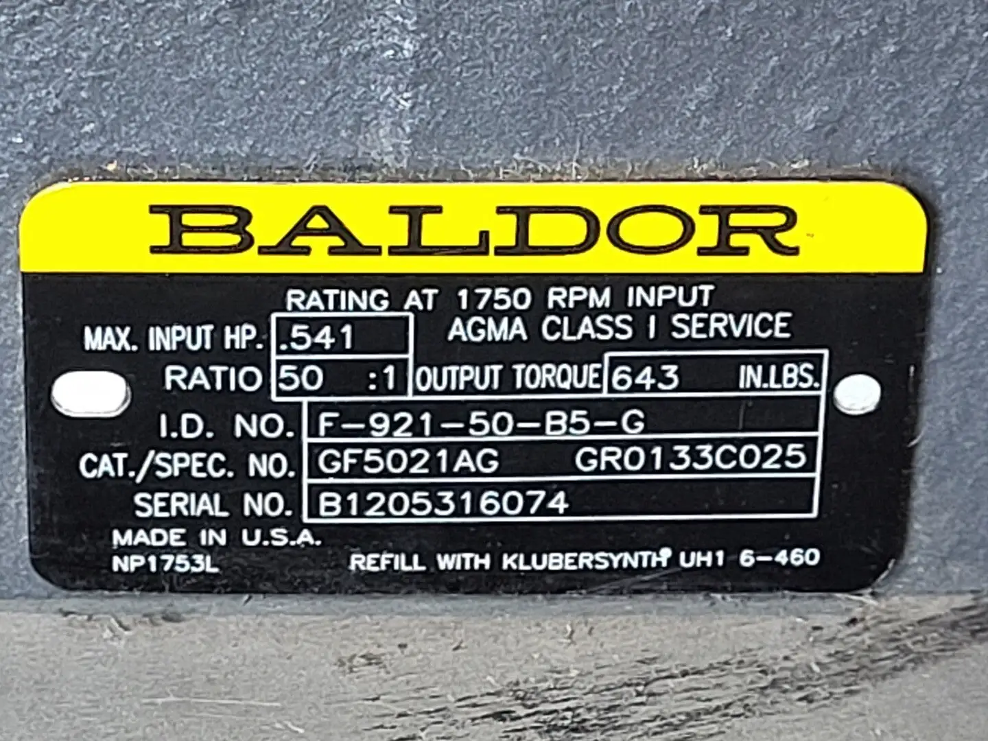 Used BALDOR GF5021AG Gearboxes British Columbia CA | Lenmark #268264