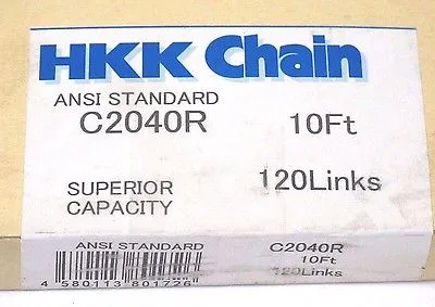 NEW HKK C2040R ROLLER CHAIN 10FT.