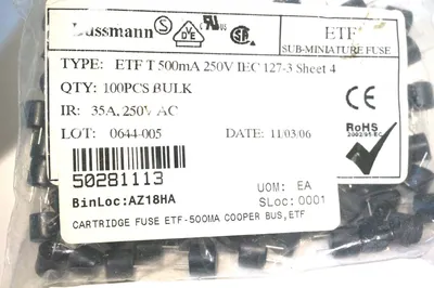 100 NEW BUSSMANN ETF-500MA FUSES ETF500MA