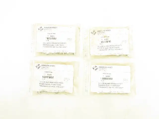 Hanson Grainger 55A0806-EA-100 Aluminum Solid Rivet 1/4 x 3/8" 100 Pack Lot of 4