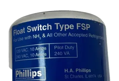 NEW PHILLIPS REFRIGERATION TYPE: FSP FLOAT SWITCH R-717 R-22