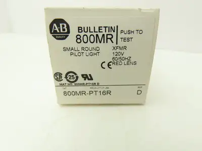 Allen Bradley 800MR-PT16R Small Round Pilot Light XFMR 120V Red Lens 22.5 mm