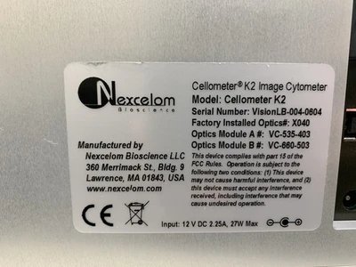 USED Nexcelom Bioscience Cellometer K2
