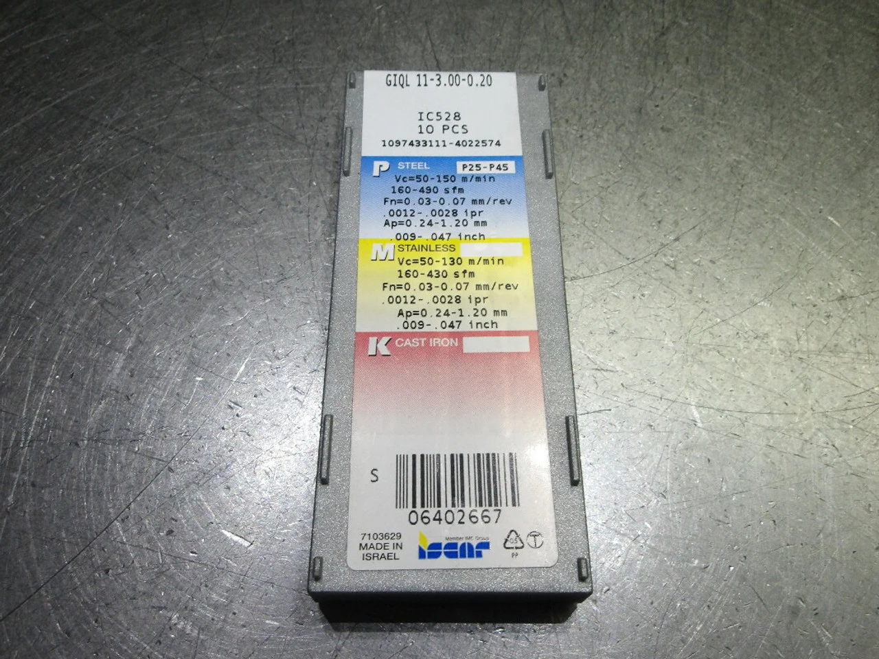 Iscar Carbide Grooving/Parting Inserts QTY10 GIQL 11-3.00-0.20 IC528 (LOC3362)