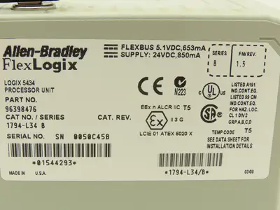 Allen Bradley 1794-L34 Flex Logix 5434 Processor Unit Ser B 96398476