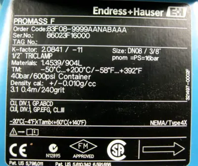NEW Endress+Hauser 83F08-999AANABAAA