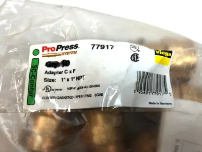 USED VIEGA PROPRESS ADAPTER, 1"X1" NPT, CXF