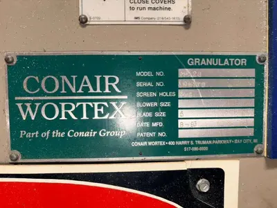 Used CONAIR WORTEX GRANULATOR Granulators Pennsylvania US | Global Equipment International, LLC #1341021