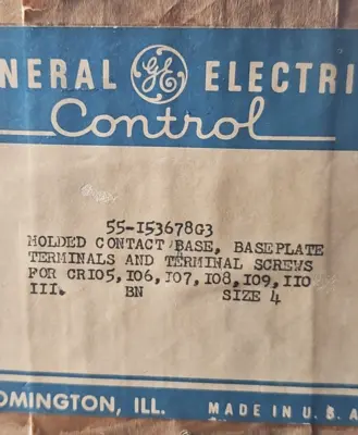 GE 55-15367803 Contact base Baseplate Terminals and Terminal screws. Loc4D28