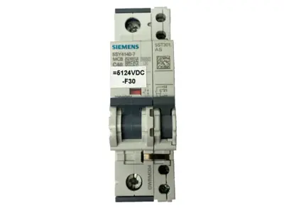 USED SIEMENS MINIATURE CIRCUIT BREAKER C40 1-POLE 40A W/ 5ST3010 AUX SWITCH