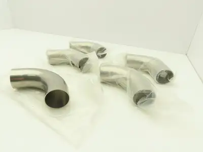 G2WC200H 2" OD Butt Weld Vacuum Tube 90° Radius Elbow SS A= 4.06" B= 3" Lot of 5