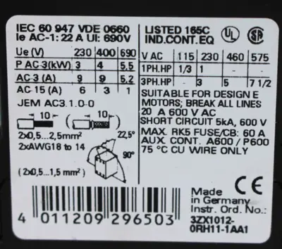 USED SIEMENS 3RT1016-2BB41