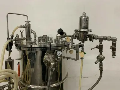 USED BIOLAFITTE 63 LITER STAINLESS STEEL JACKETED BIOREACTOR MAX WORK PRESSURE 2 BAR