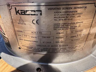 Used 2018 KASON K24-1-SS Separators California US | Machinery & Equipment #1123401