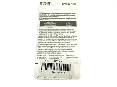 New | in-Stock Eaton easyID Illuminating Blade Fuse 32VDC 10A LOT OF 2 Fuses Michigan US | Maverick Industrial Sales #1396934