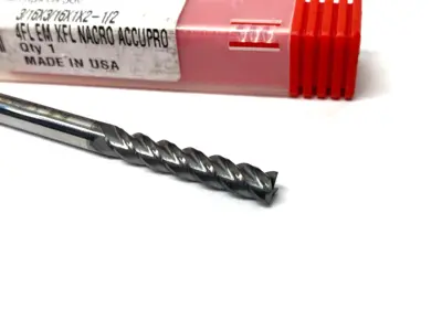 USED ACCUPRO SQUARE END MILL: 3/16" DIA, 1" LOC, 4 FLUTE, SOLID CARBIDE