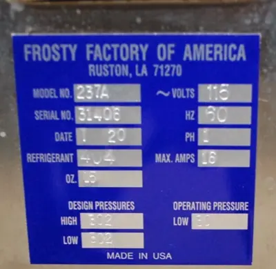 142-1250 Frosty Factory 237A Air Cooled Frozen Drink Machine