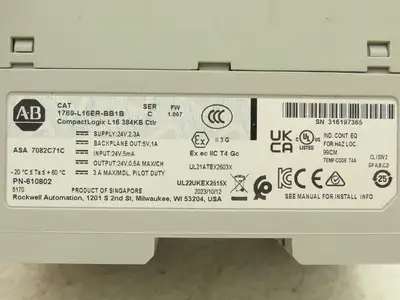 Allen Bradley 1769-L16ER-BB1B CompactLogix L16 DI/O 384KB Controller Series C