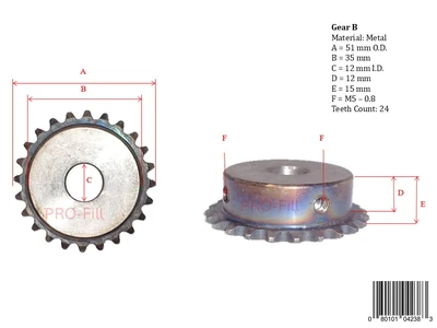 New | in-Stock PRO-FILL INC GEAR E (38MM X 15MM) Conveyor Parts | ProFill Inc #948230