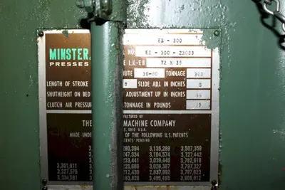 MINSTER 300 TON SSDC Straight Side, Double Crank (Single Action) Presses | Timco, Inc. (13)