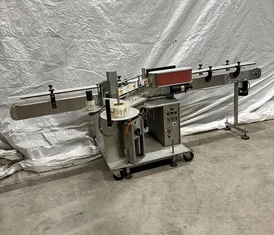Used Herma H300 Labeller With Conveyor