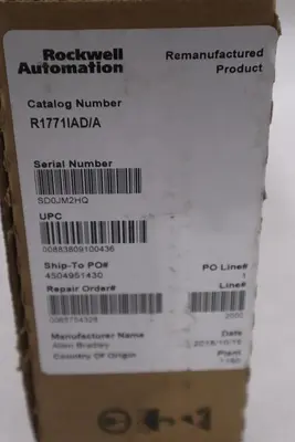ALLEN BRADLEY 1771-IAD SER.A DIGITAL INPUT MODULE ROCKWELL REMANUFACTURED #GF885