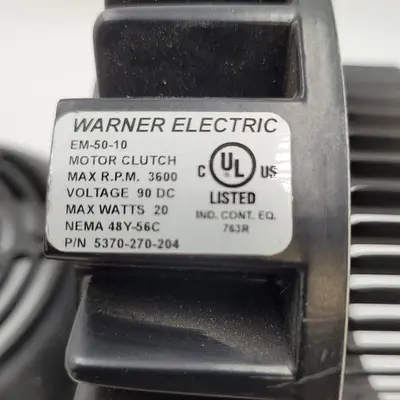 Used WARNER WARNER ELECTRIC MOTOR CLUTCH EM-50-10 / PT # 5370-270-204 Motors (misc) | ND Industrial Surplus #1216856