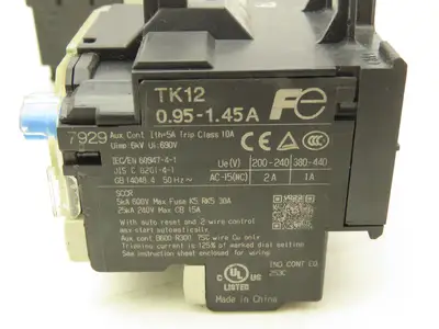 Fuji TK12WA-P95 Thermal Overload Relay 0.95-1.45A Lot of 5