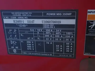 Used LINCOLN ELECTRIC POWER MIG 350MP Mig Welders Ohio US | HGR 24 #900523