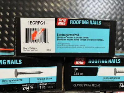 Grip Rite Roofing Nails 1 in Electrogalvanized Smooth Shank - 244 pcs/box (Lot of 6)