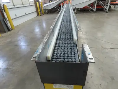 New London Engineering 8"x 20' Plastic Roller Belt Accumulating Conveyor 30 FPM