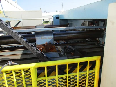 Aizawa #ARS-312, Auto Shear Cutting & Piling Line, 1/8" x 49" shear, 52.6 FPM, 150 SPM, cnc Back Gauge, magnetic feeder, roller & lifter, conveyors