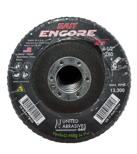United Abrasives 4-1/2" x 7/8" Flap Discs 80 Grit T29 Zirconia 10 Pack
