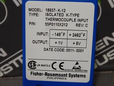 Fisher Rosemount 18937-K-12 Thermocouple Input Relay 55P0110X212 Rev. C Used