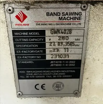 Used 2023 WEILISHI GWK4028 Horizontal Band Saws Arizona US | KD Machinery #1323223