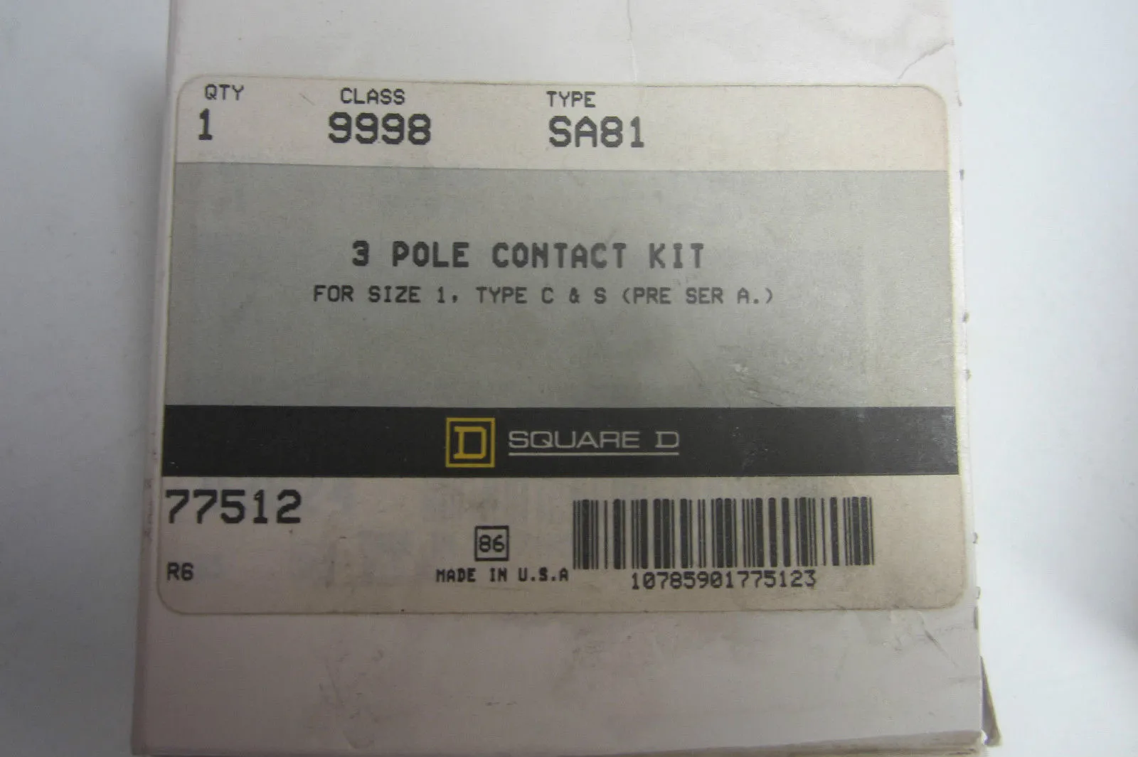 NEW SQUARE D 9998-SA81 3 POLE CONTACT KIT 9998SA81
