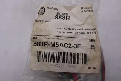 Allen Bradley 888R-M5AC2-3F RECEPTACLE AC MICRO STOCK H1646A