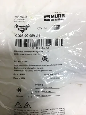 Murr Elektronic CD-080C050-A1 M8 Female Connector Straight w/Cable for 2000846/TK8
