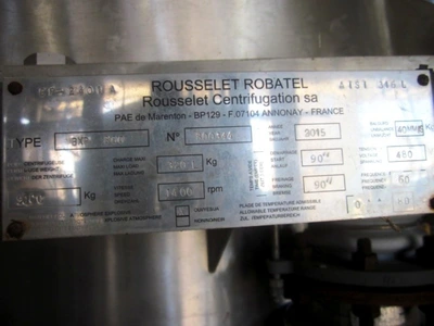 (6) Robatel BXP 800 centrifugal extractors, 316L SS.