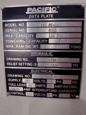 USED PACIFIC 110-PF-OBS