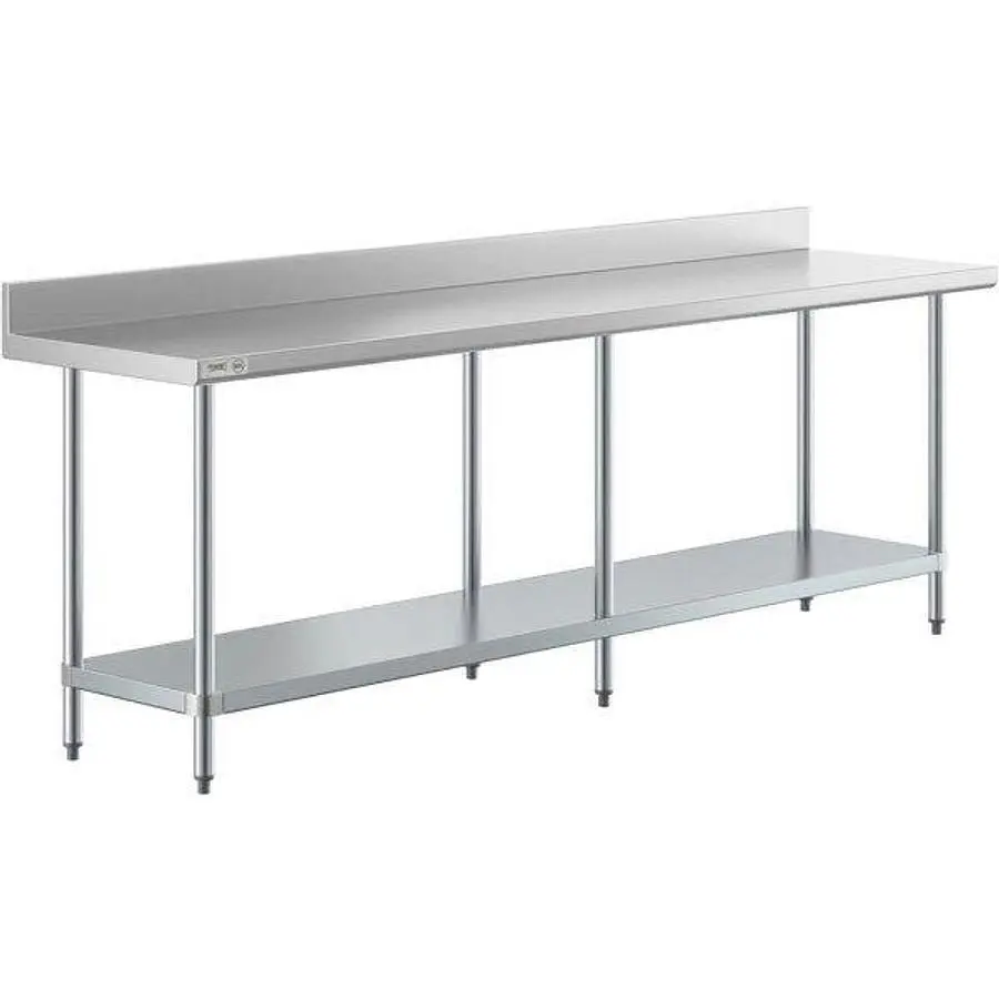 30”X120” 4" Backsplash Stainless Steel Table