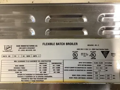152-0597 Duke FBB Natural Gas Flexible Batch Broiler