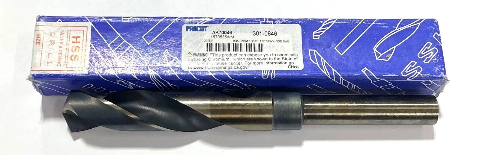 ProCut 23/32" Cobalt Silver & Deming Drill 135° Split Point 1/2" Shank