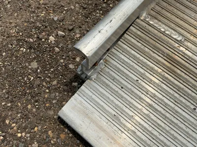 Used Aluminum Ramp for Box Truck, approx. 13’8” long x 26-1/4” wide, 24” wide between side, comes wi...