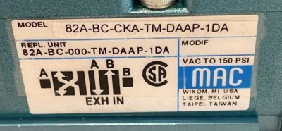 NEW MAC VALVES 82A-BC-CKA-TM-DAAP-1DA SOLENOID VALVE 82ABCCKATMDAAP1DA