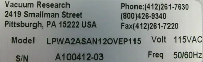 NEW VACUUM RESEARCH LPWA2ASAN12OVEP115 GATE VALVE