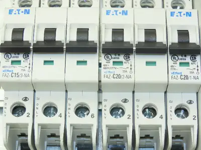 Fibox Electrical Enclosure with Eaton Circuit Breakers Installed